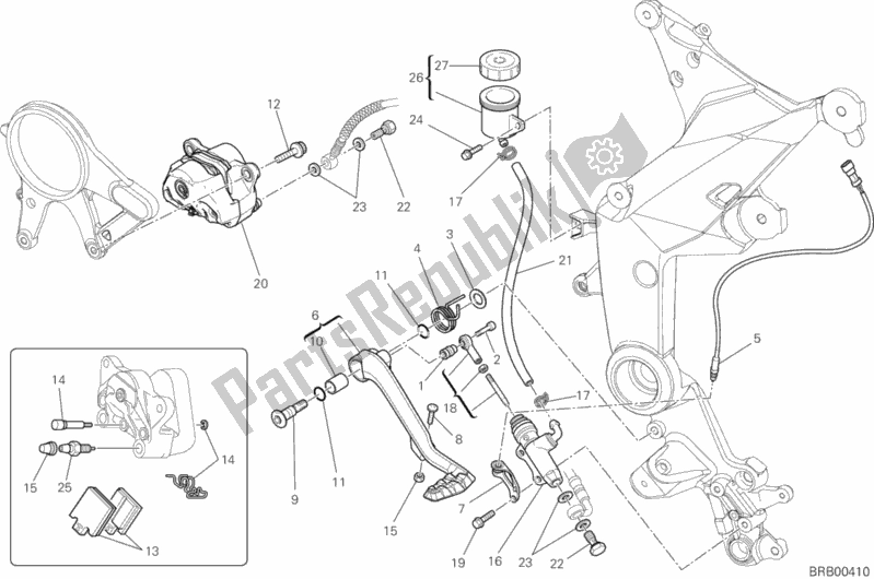 Todas las partes para Sistema De Frenado Trasero de Ducati Multistrada 1200 ABS USA 2013